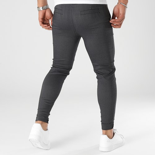 Lot De 2 Pantalons Chino Bleu Denim Gris Anthracite