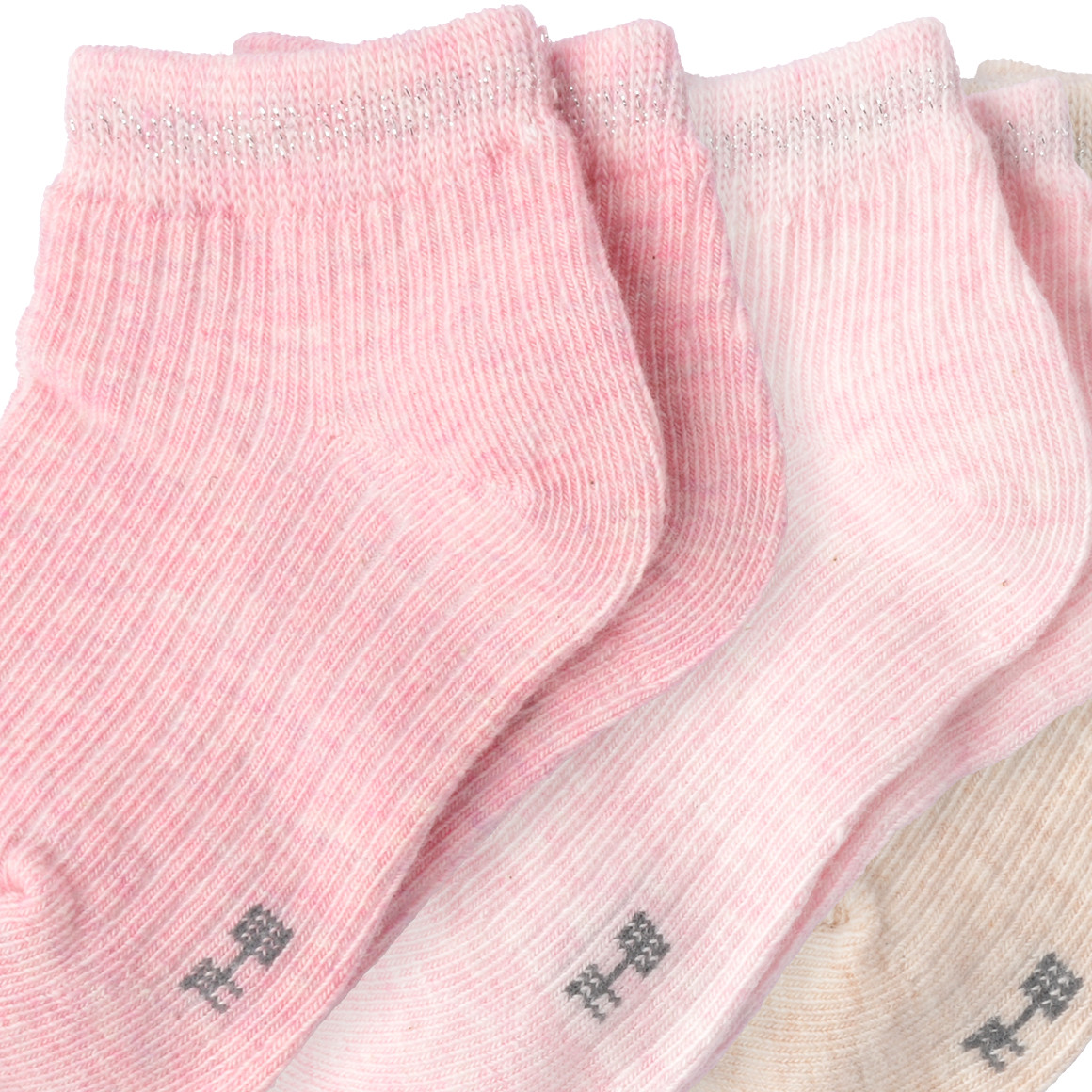 Topomini 3 Paar Baby Sneaker-Socken mit Glitzer-Akzent rosa / zartrosa / hellbeige