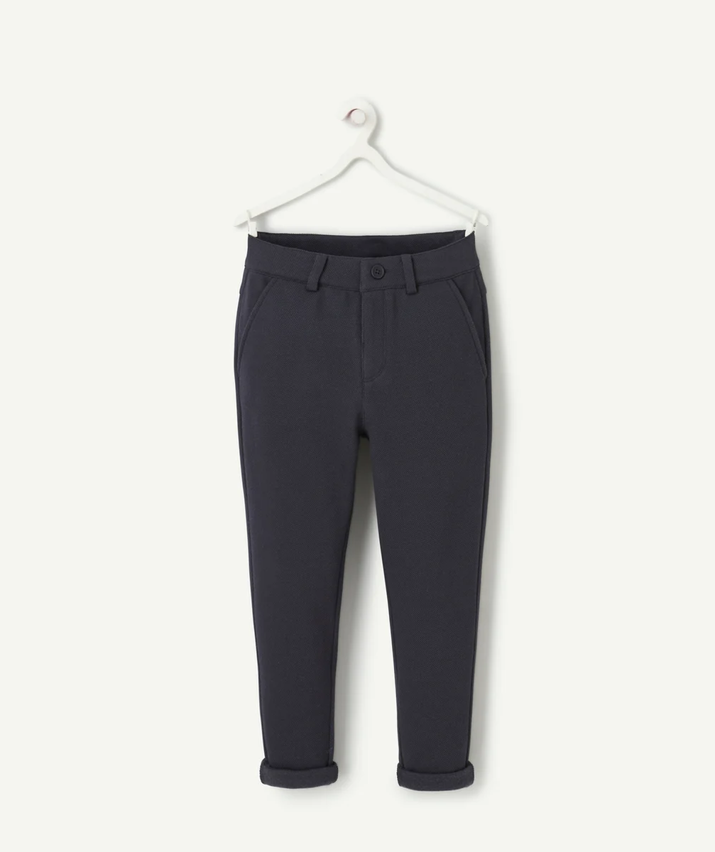 PANTALON RELAX GARÇON EN FIBRES RECYCLÉES BLEU MARINE