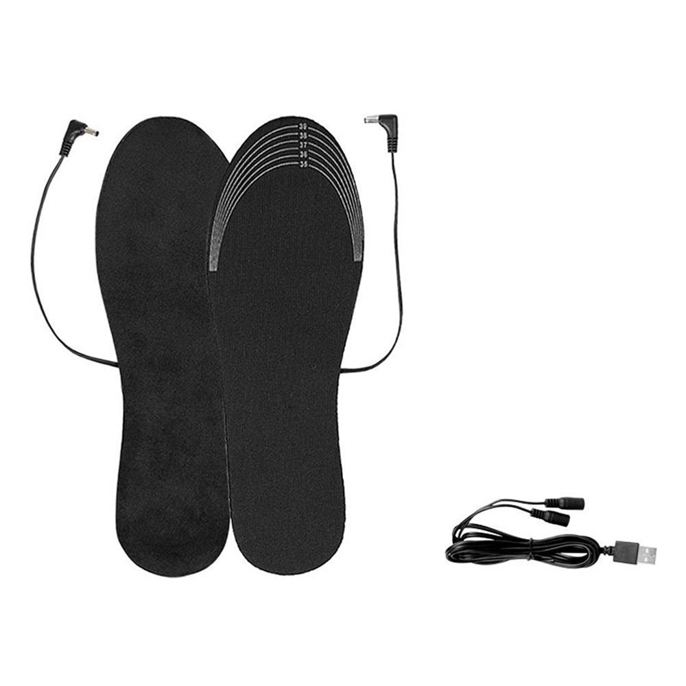 (1 Paar) Gr. 35-40 Beheizbare USB Schuhsohlen Einlegesohlen Fuss Wärmer - Schwarz