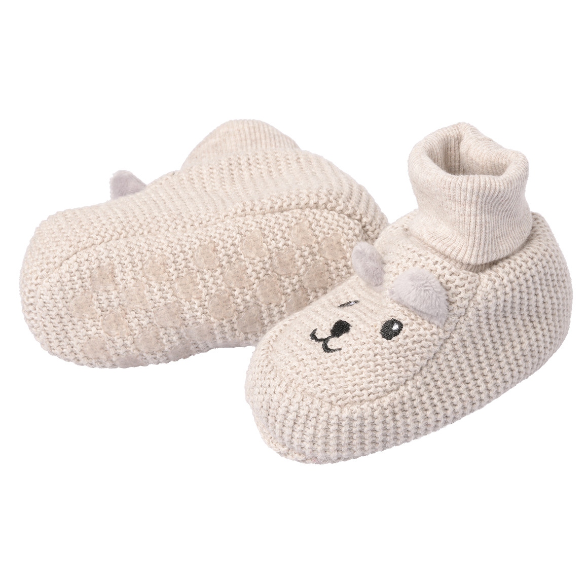 Topomini 1 Paar Baby Haussocken mit Anti-Rutsch-Noppen beige