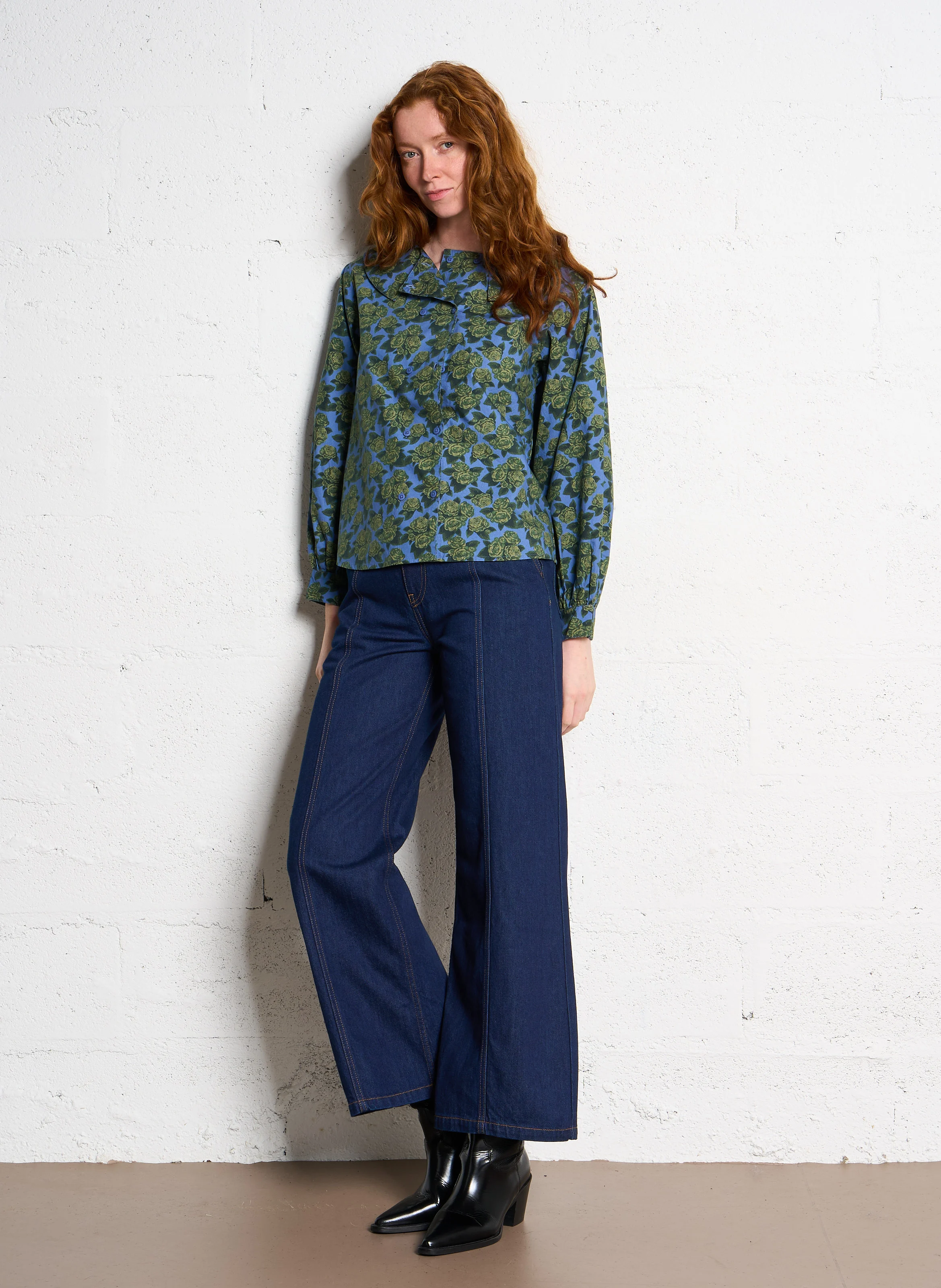BERTA - Jean brut droit en coton | Bleu