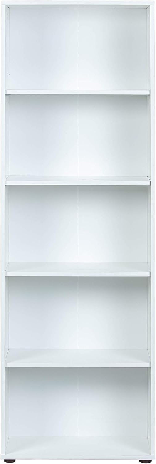 Inter Link - Bücherregal Standregal 5 Fächer Höhenverstellbare Böden Holzregal Wohnzimmer Arbeitszimmer Büro Arco 4 Masse in cm T: 30 x B: 60 x H: 180 Farbe Weiß