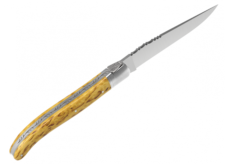 Couteau Laguiole avec un manche en bois de bouleau et 1 mitre en acier inoxydable