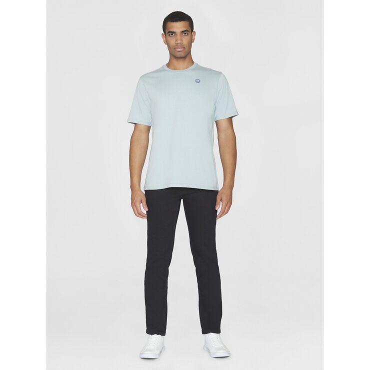 Knowledge Cotton Apparel Regular fit Badge t-shirt - GOTS/Vegan Gray mist