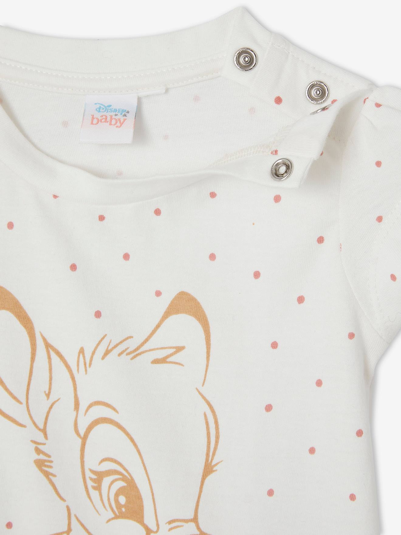 Camiseta DS® Bambi para bebê, branca clara com estampa.