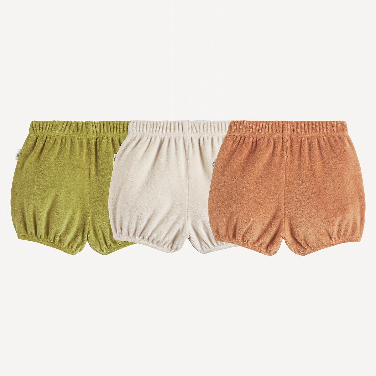 COLEÇÃO LA REDOUTE<br>Conjunto de 3 shorts de tecido atoalhado