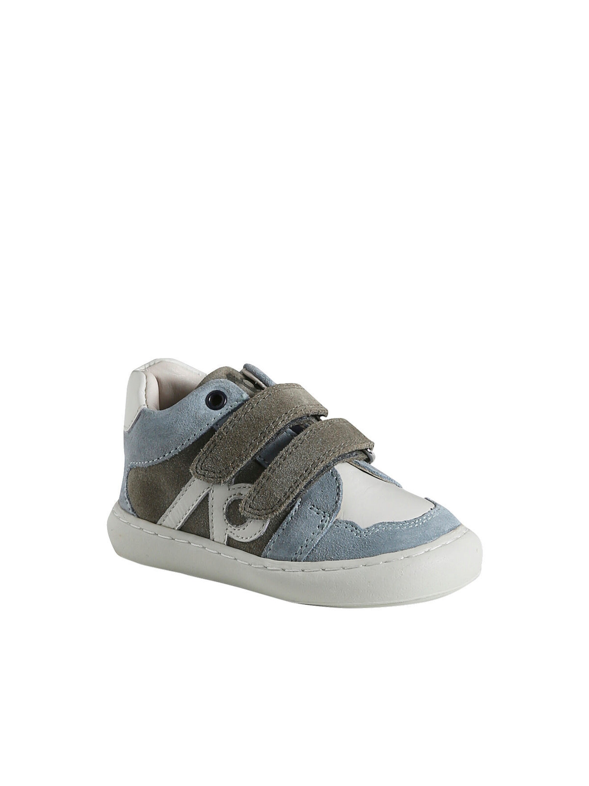 Vertbaudet Kinder Leder Sneakers mit Klettverschluss graublau