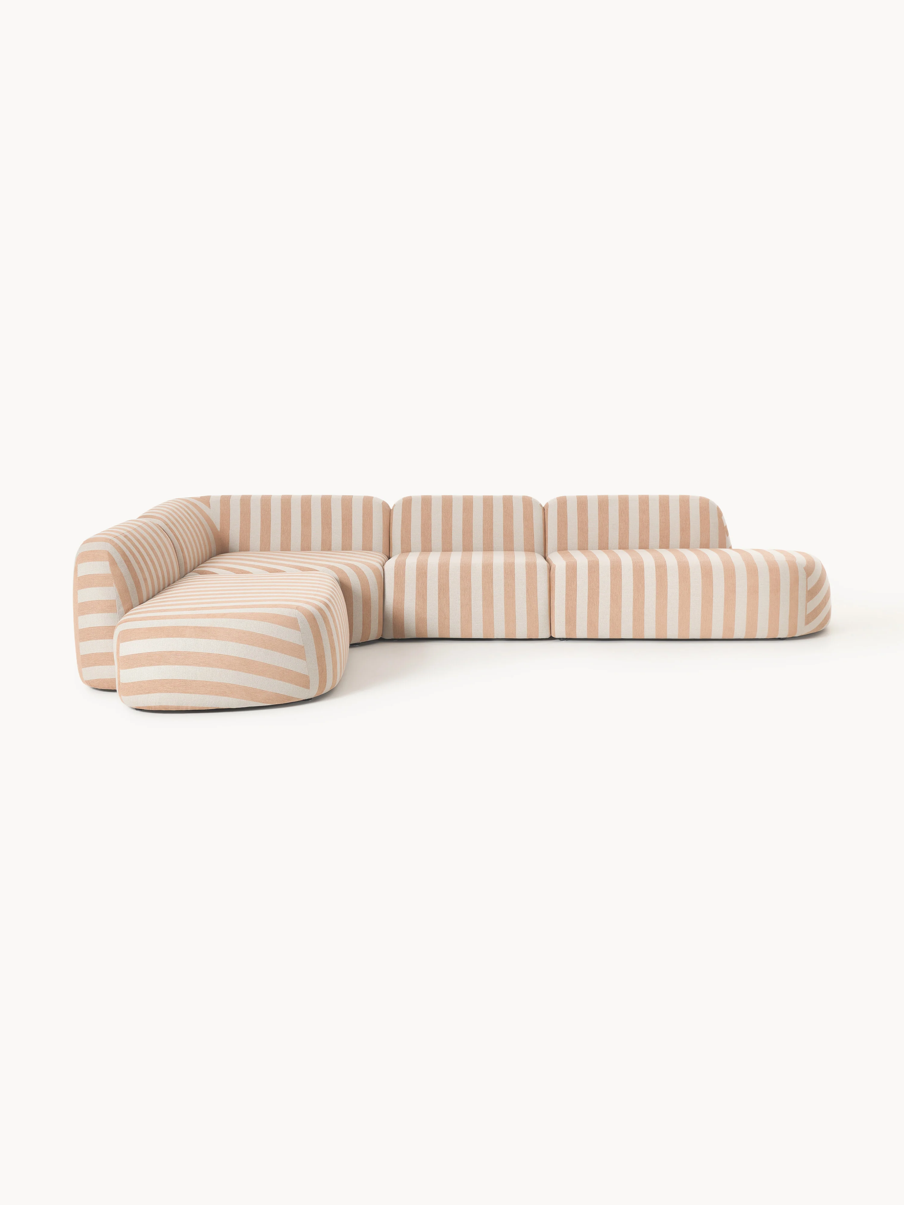 XL modulaire gestreepte hoekbank Wolke met chaise longue