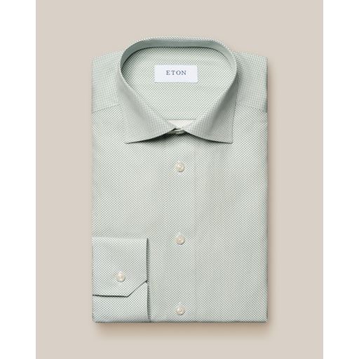Eton Micro Print Signature Poplin Slim Fit Skjorte, Light Green, 44