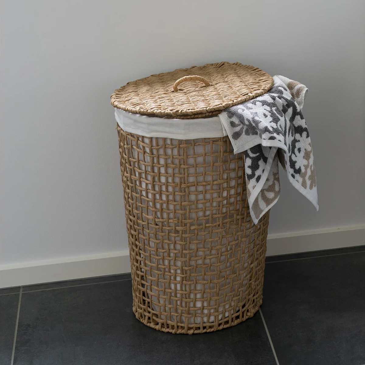 Wasmand Elsa met deksel Naturel