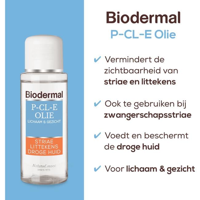 Biodermal P-CL-E Olie Huidverzorging bij Striae, Littekens en Droge Huid 75ML