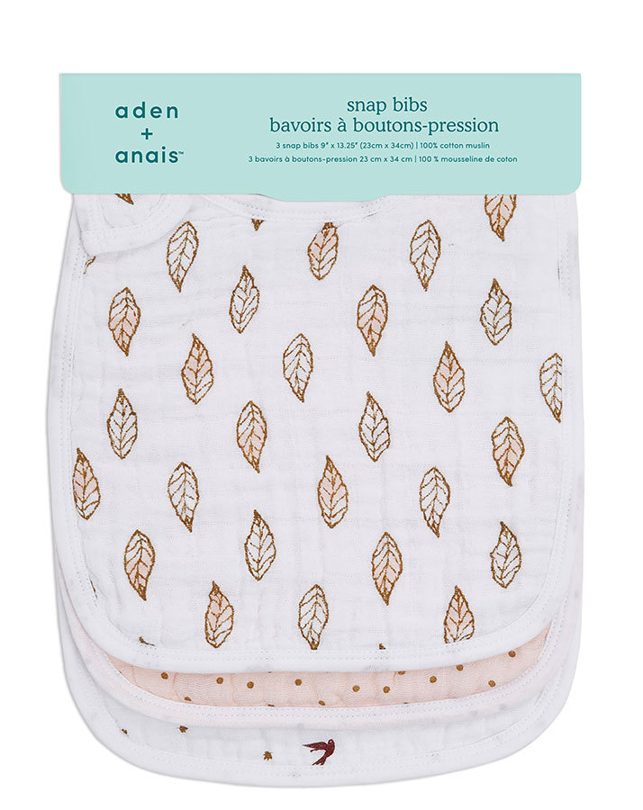 Lätzchen SNAP – DAHLIAS 3er-Set in rosa/weiß