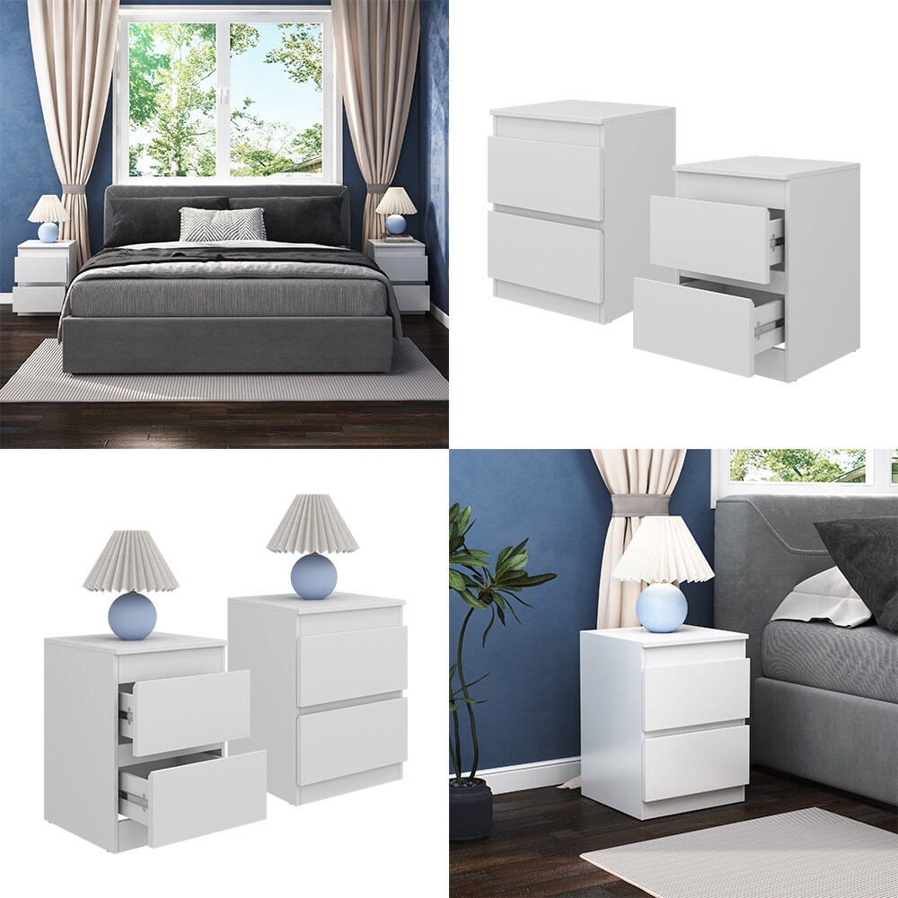 Vicco Nachtschrank Calisto Weiß 40 x 55 cm 2er-Set Schublade Kommode Schlafzimmer