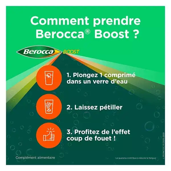 Berocca Boost Magnésio, Vitaminas, Cafeína e Guaraná, 30 comprimidos efervescentes