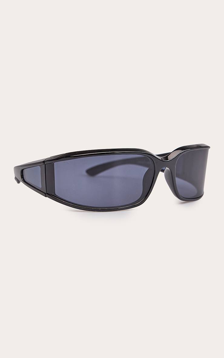 Noir Lunettes De Soleil Visière À Écran Enveloppant