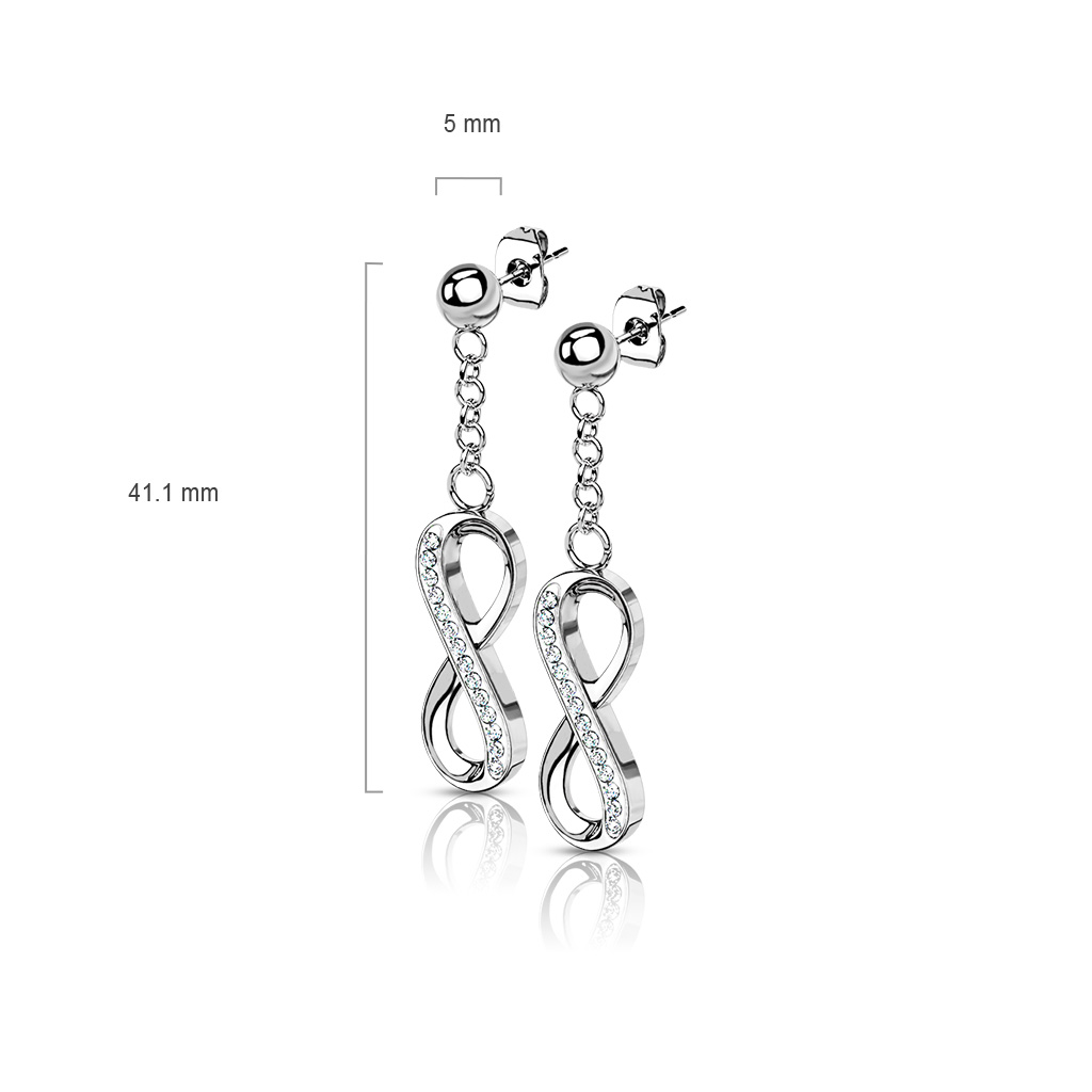 (1 Paar) 316L Chirurgenstahl Ohrringe Ohrstecker mit Infinity Anhänger - Gold
