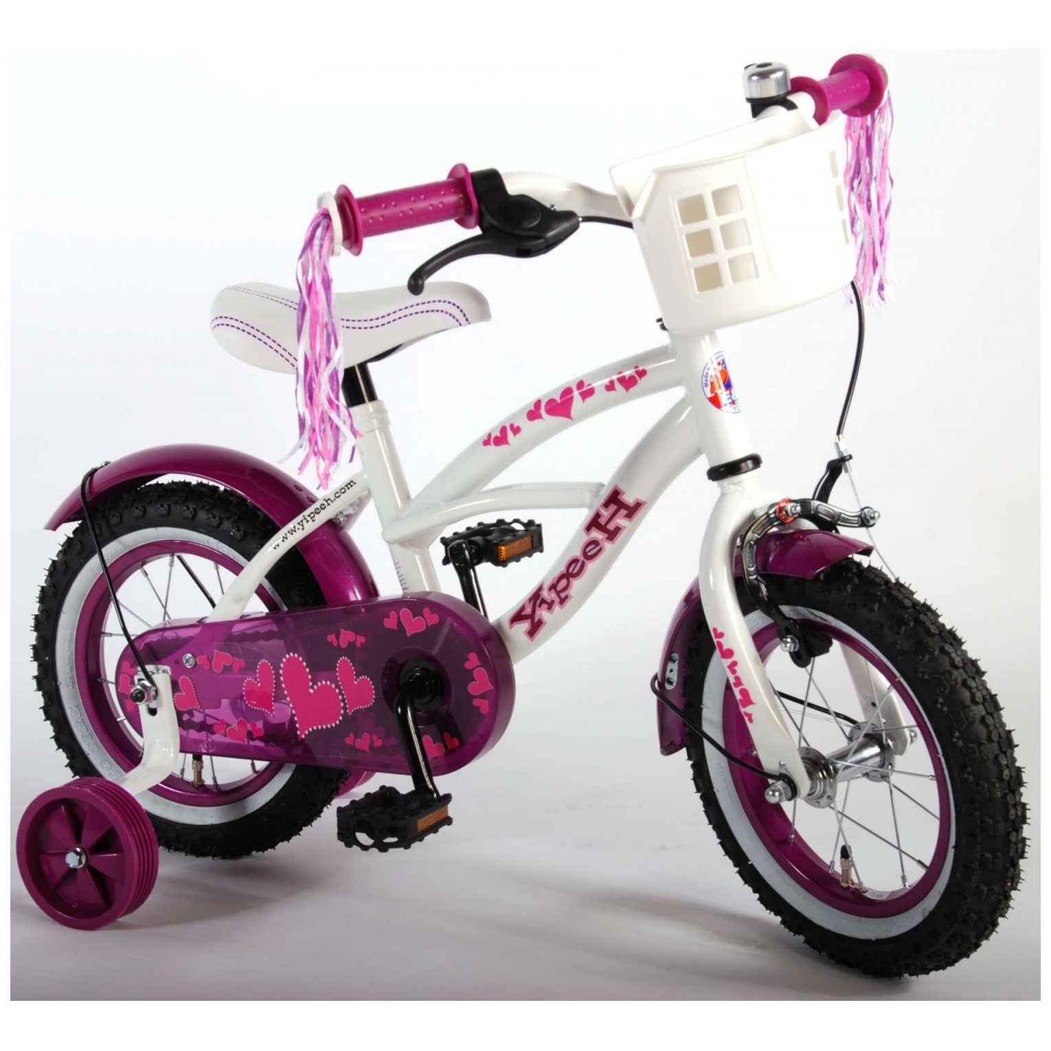 Volare Heart Cruiser Fiets - 12 inch - Wit Paars
