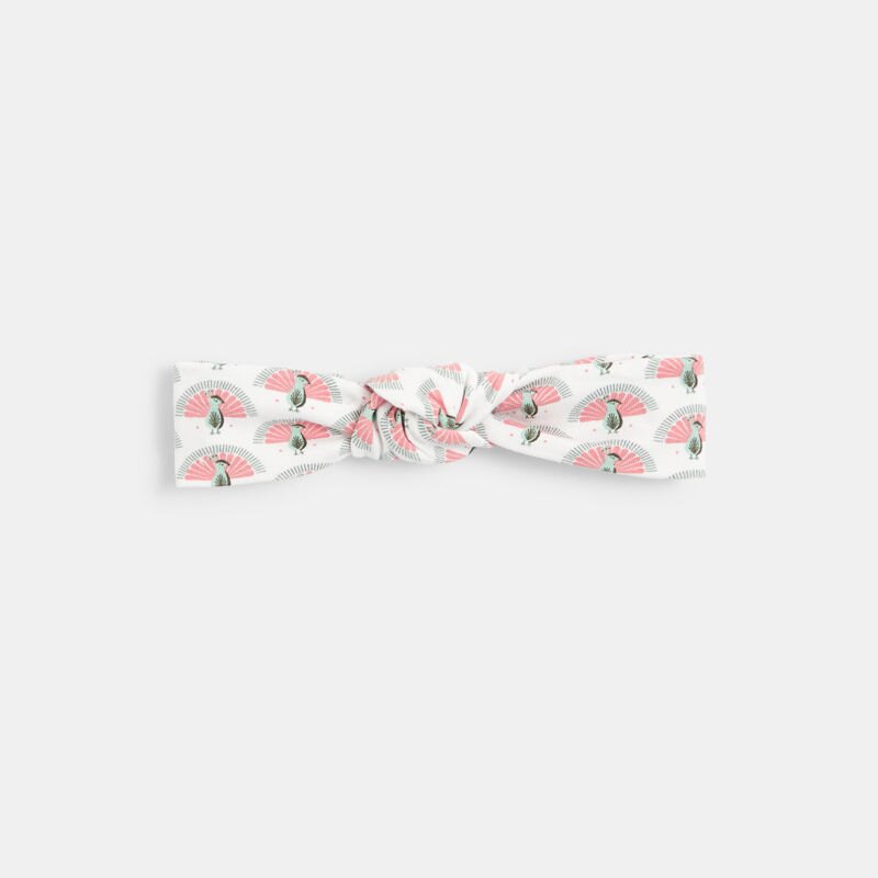 Headband imprimé paons blanc bébé fille Blanc