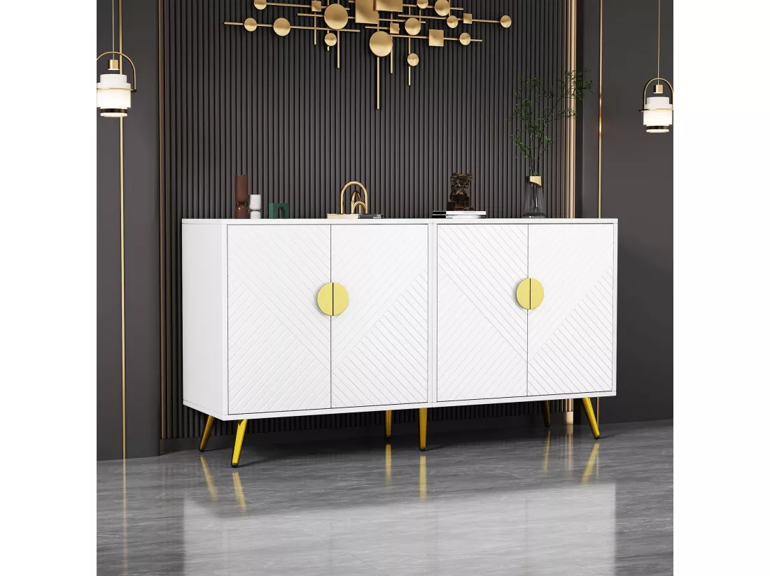 Arturesthome buffet multifonctionnel luxueux, blanc, une feuille,d140cm×h75cm
