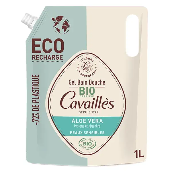 Gel de Banho Extra-Rico Rogé Cavaillès com Aloe Vera Orgânica 1L + Refil Ecológico Orgânico 1L
