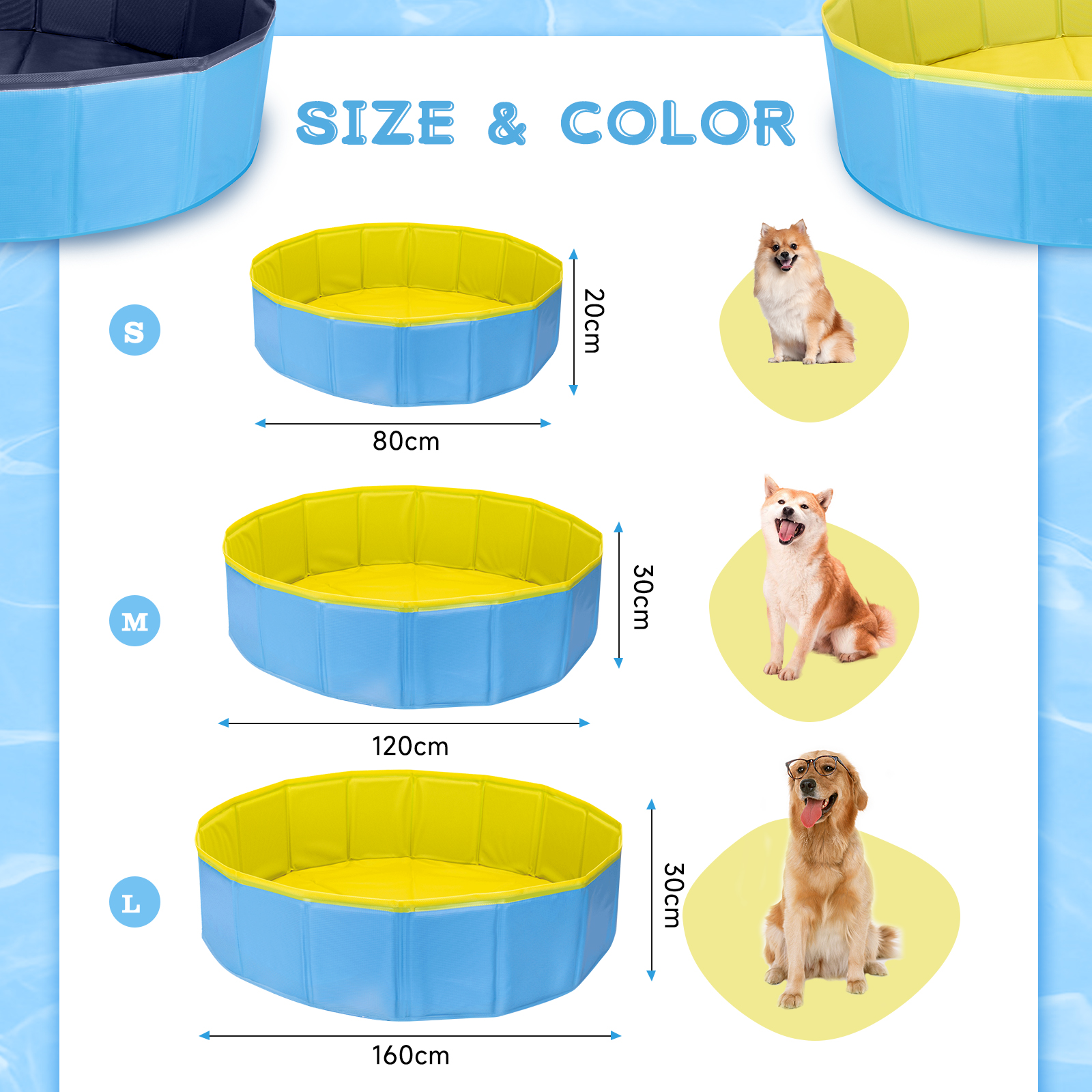 Piscina Nobleza para cães de grande e pequeno porte, banheira dobrável rígida antiderrapante para animais de estimação.