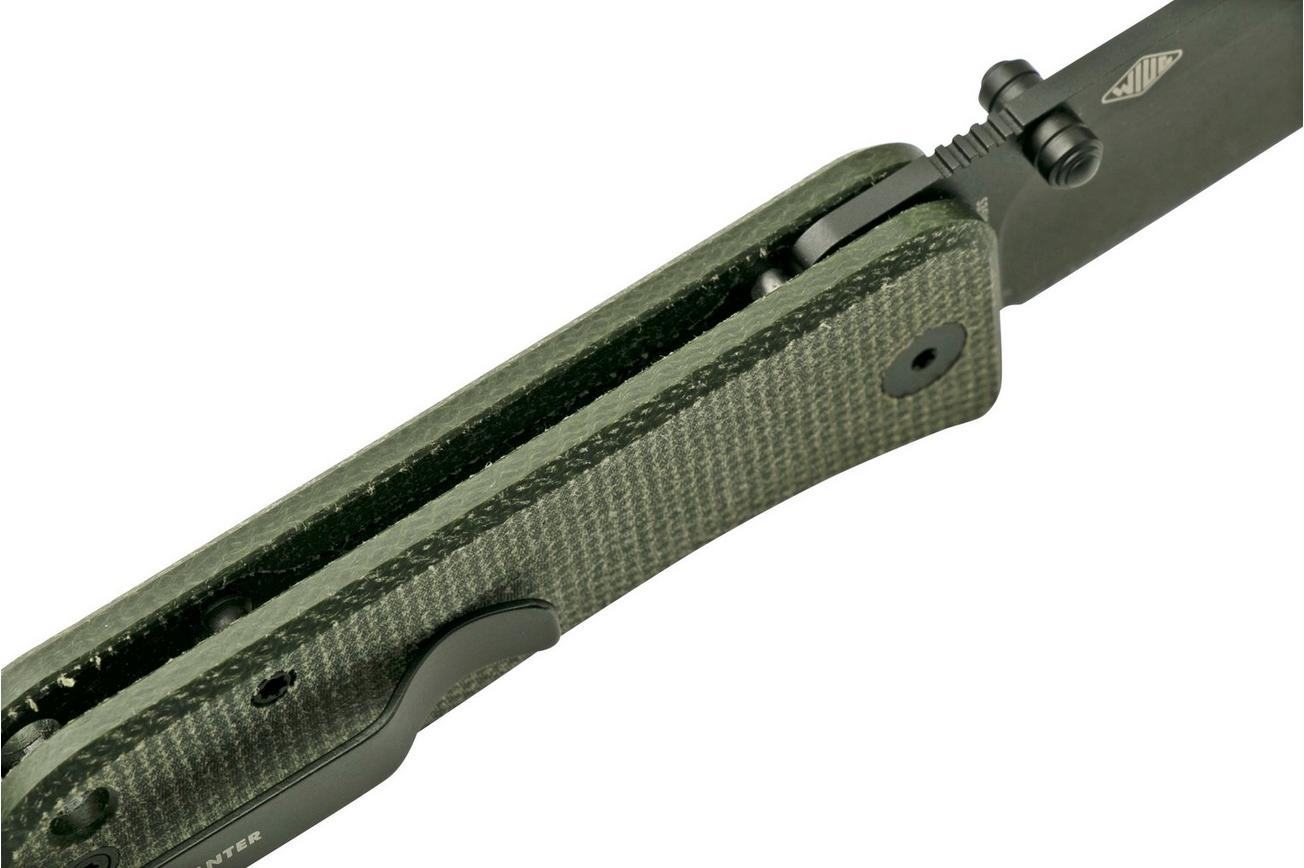 WE Knife Banter 2004J Dark Green Micarta, Black zakmes, Ben Petersen design