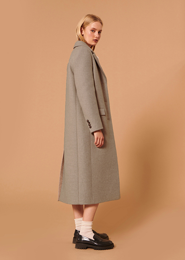 Manteau Mattiebeige en drap caban