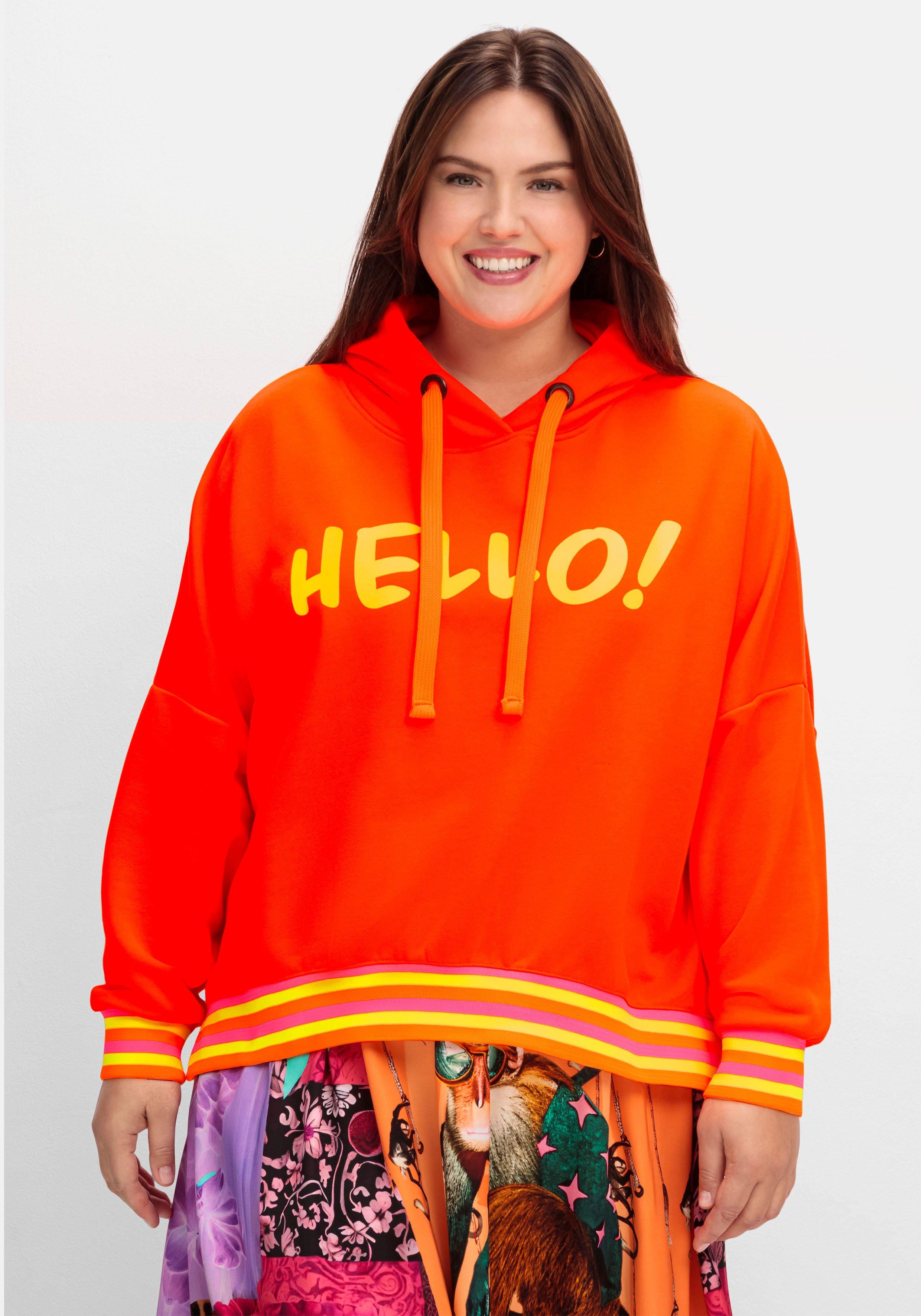 Neon-Kapuzensweatshirt mit Wordingprint