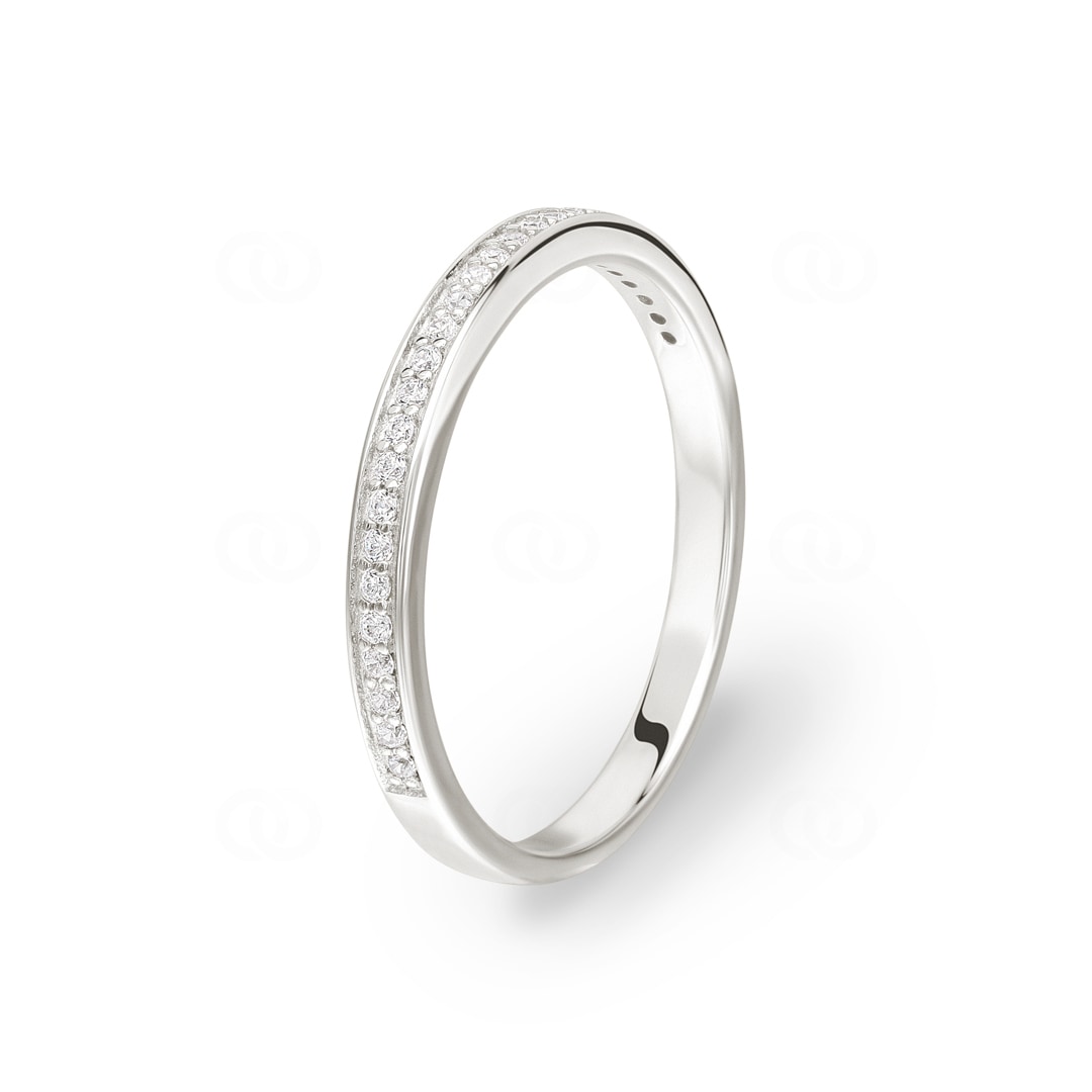 Mémoire-Ring 925 Silber rhodiniert mit Zirkonia rund
