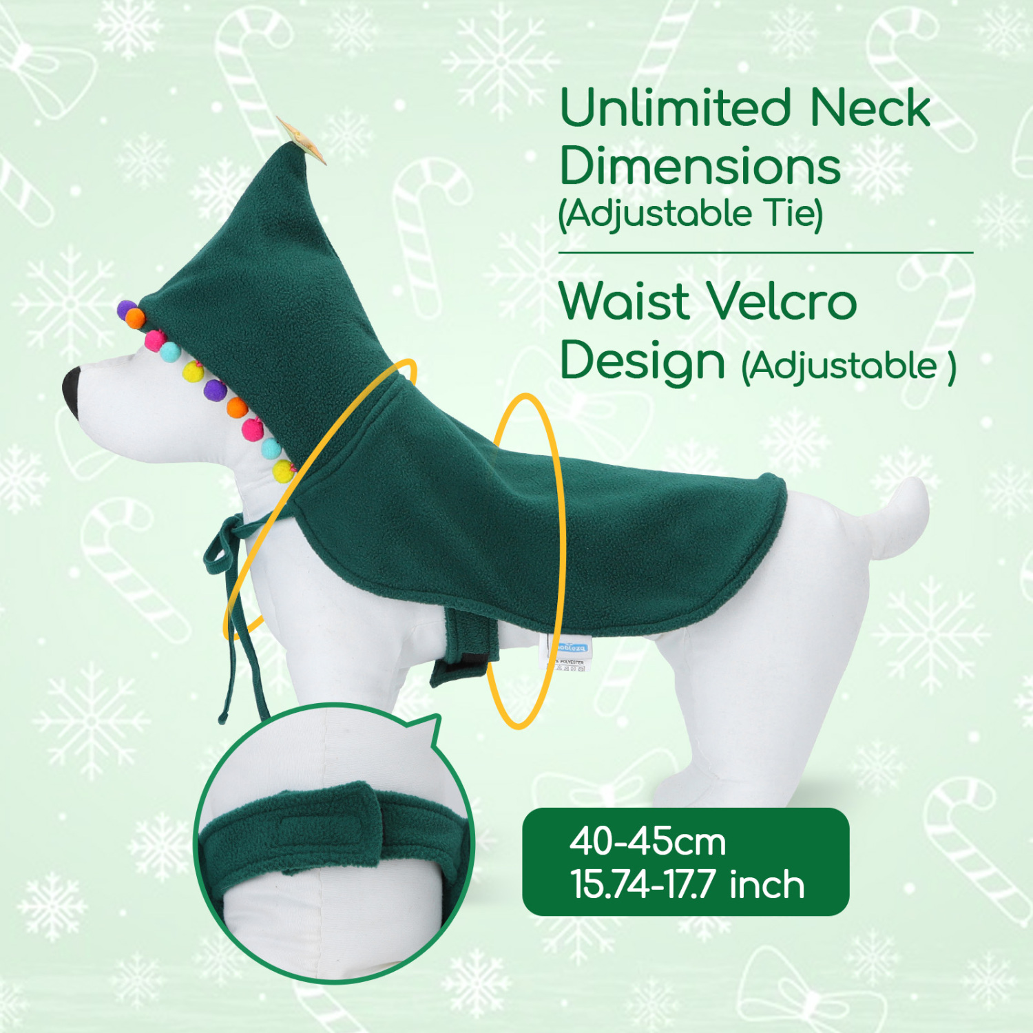 Fantasia de Natal para Gatos Nobleza, Roupa de Natal para Cães de Pequeno Porte, Roupa Ajustável de Árvore de Natal para Filhotes, Gatinhos, Gatos de Pequeno Porte e Cães de Estimação, Única, Adorável e Quentinha