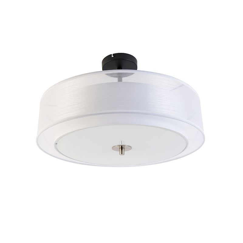 Moderne plafondlamp wit 50 cm 3-lichts - Drum Duo