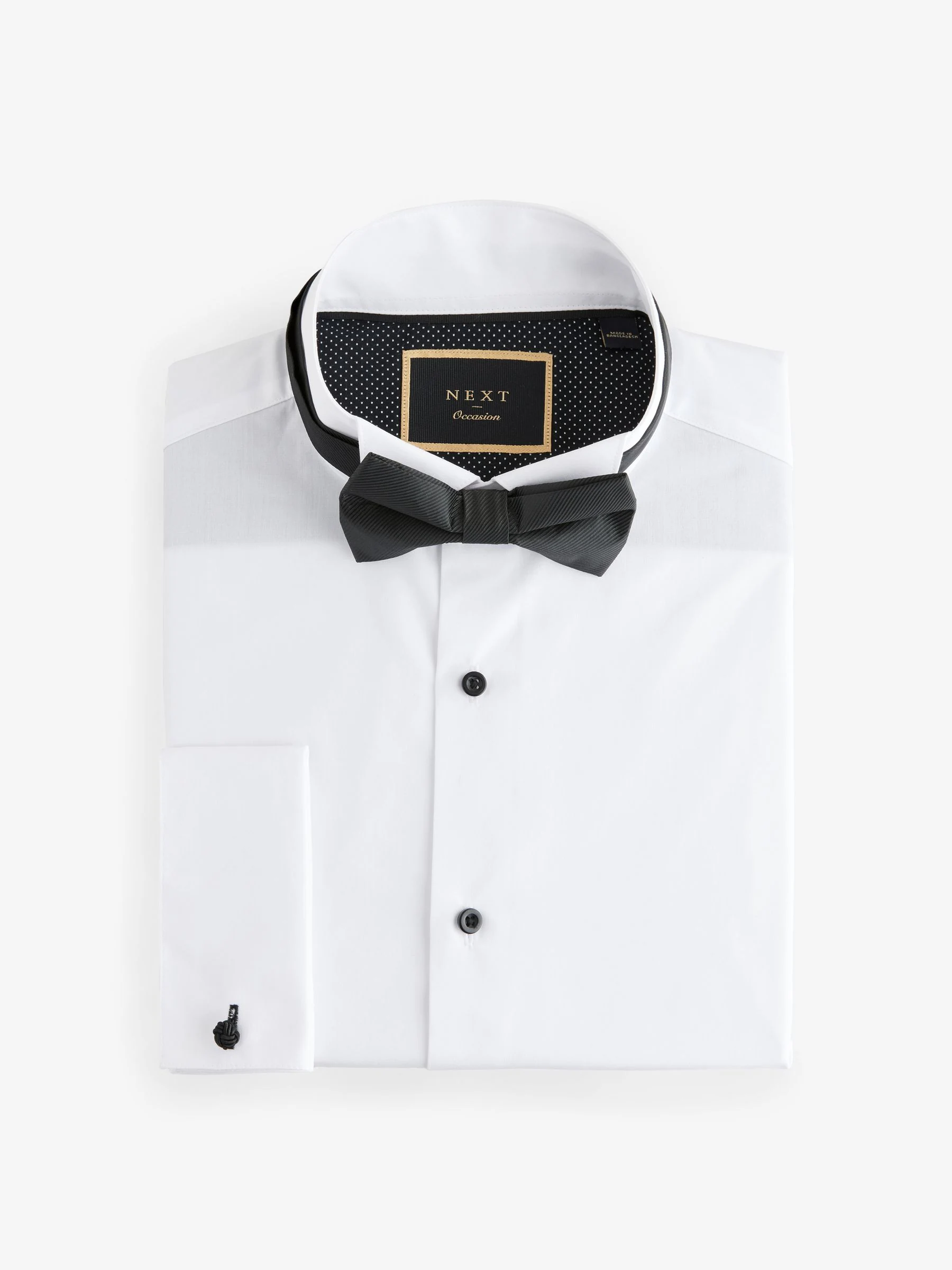 Wit/zwart - Slim Fit - Double Cuff Regular Fit Shirt And Bow Tie Pack