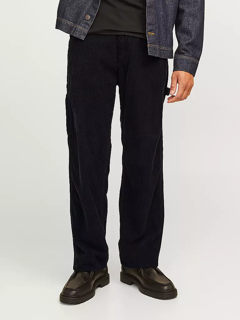 JACK & JONES Cordhose Flared Fit JJSTEDDIE schwarz