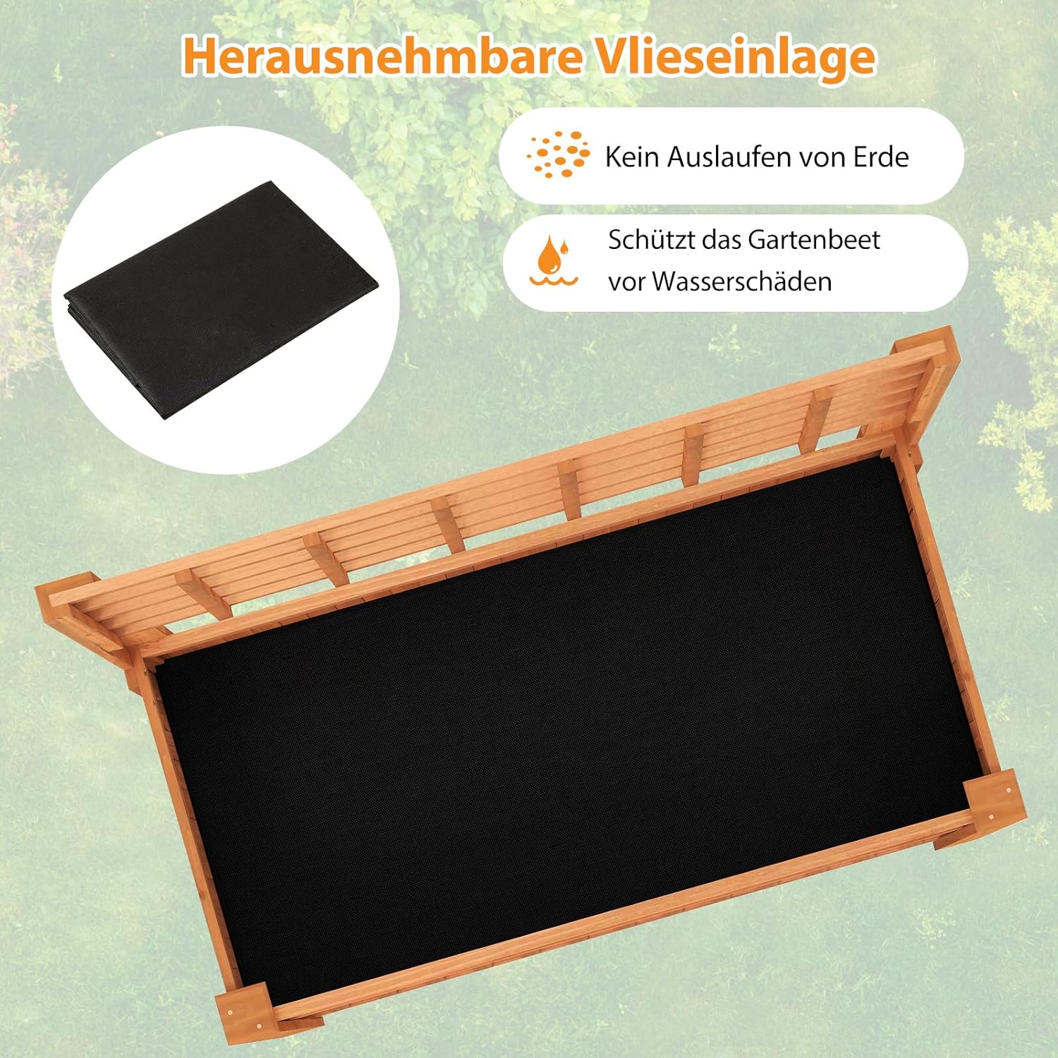 COSTWAY Hochbeet mit Spalier und Ablage, Blumenbeet mit Ablauflöchern, Gartenbeet Pflanzkasten Holz, Blumenkasten mit Rankgitter für Kletterpflanzen, Garten Balkon Terrasse, 116 x 59 x 150 cm (Braun)