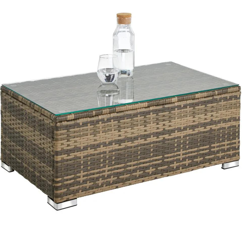 tectake - Loungeset Pisa met opbergbox kussens - wicker - naturel