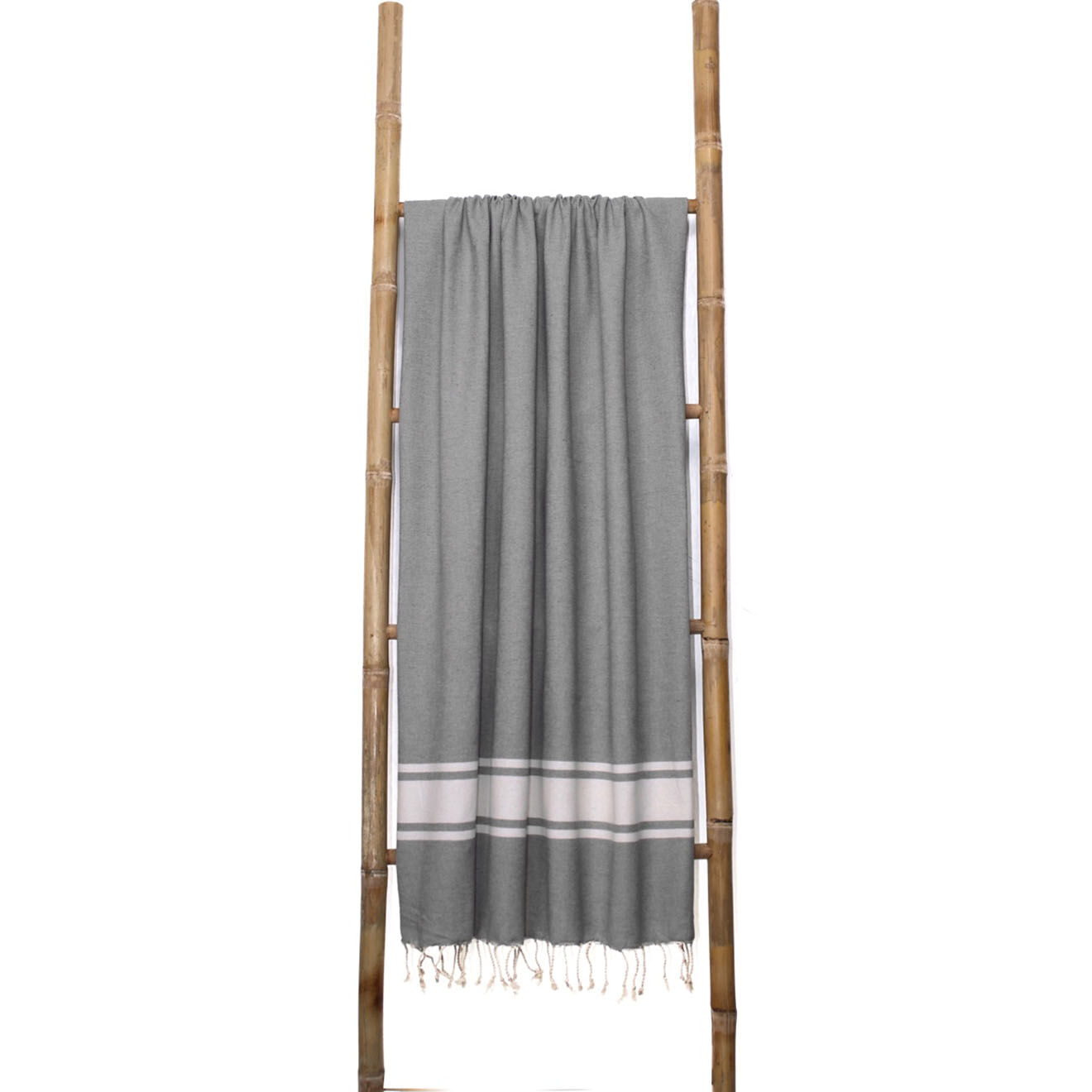 Febronie Fouta Famiglia XXL St Tropez Rayure Classique gris moyen - 200x200 cm