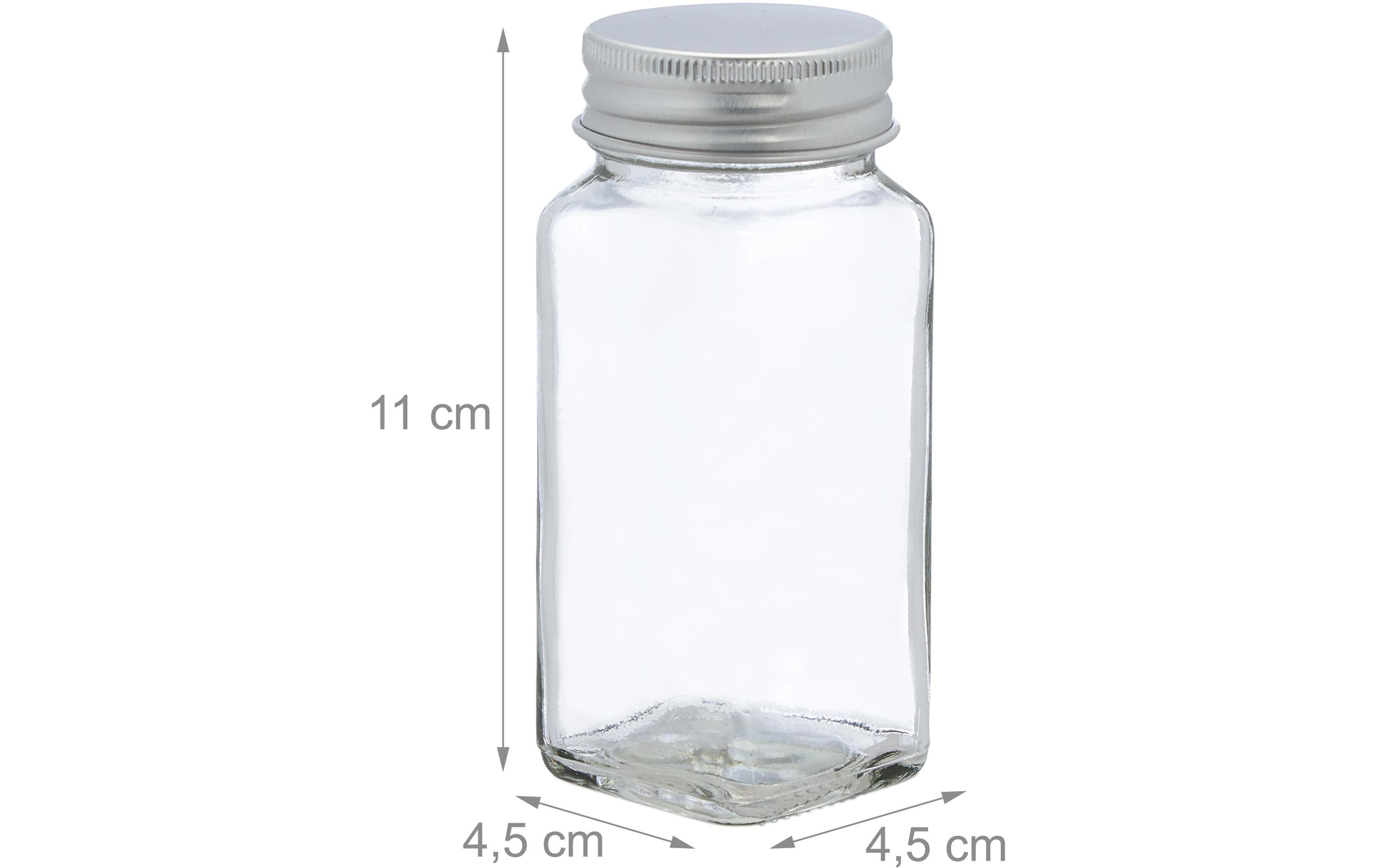 Gewürzstreuer 24 Stück, Silber/TransparentGewürzdosen Set für Gewürzregal und Schublade
