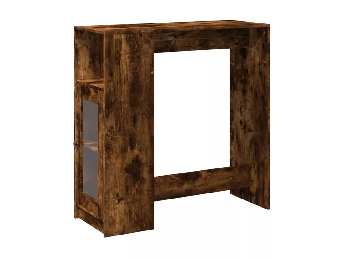 Table de bar avec étagères chêne fumé bois d'ingénierie