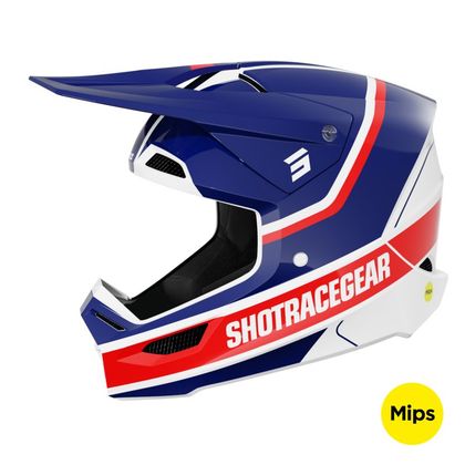 Casque cross Shot RACE - MYTHIC 2025 - Bleu / Rouge