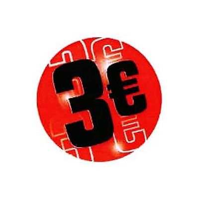 Logistipack - Boîte de 500 étiquettes de signalisation autocollantes - 35 mm (diamètre) - 3 euros - rouge