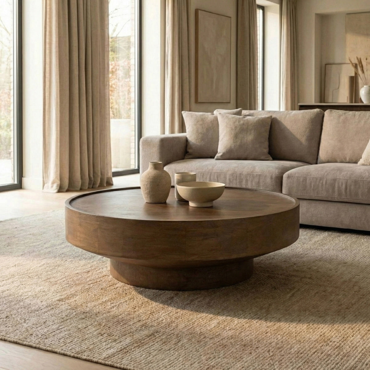 DÃJA Living - Salontafel Rond Donkerbruin Hout - 90cm - Gabriel