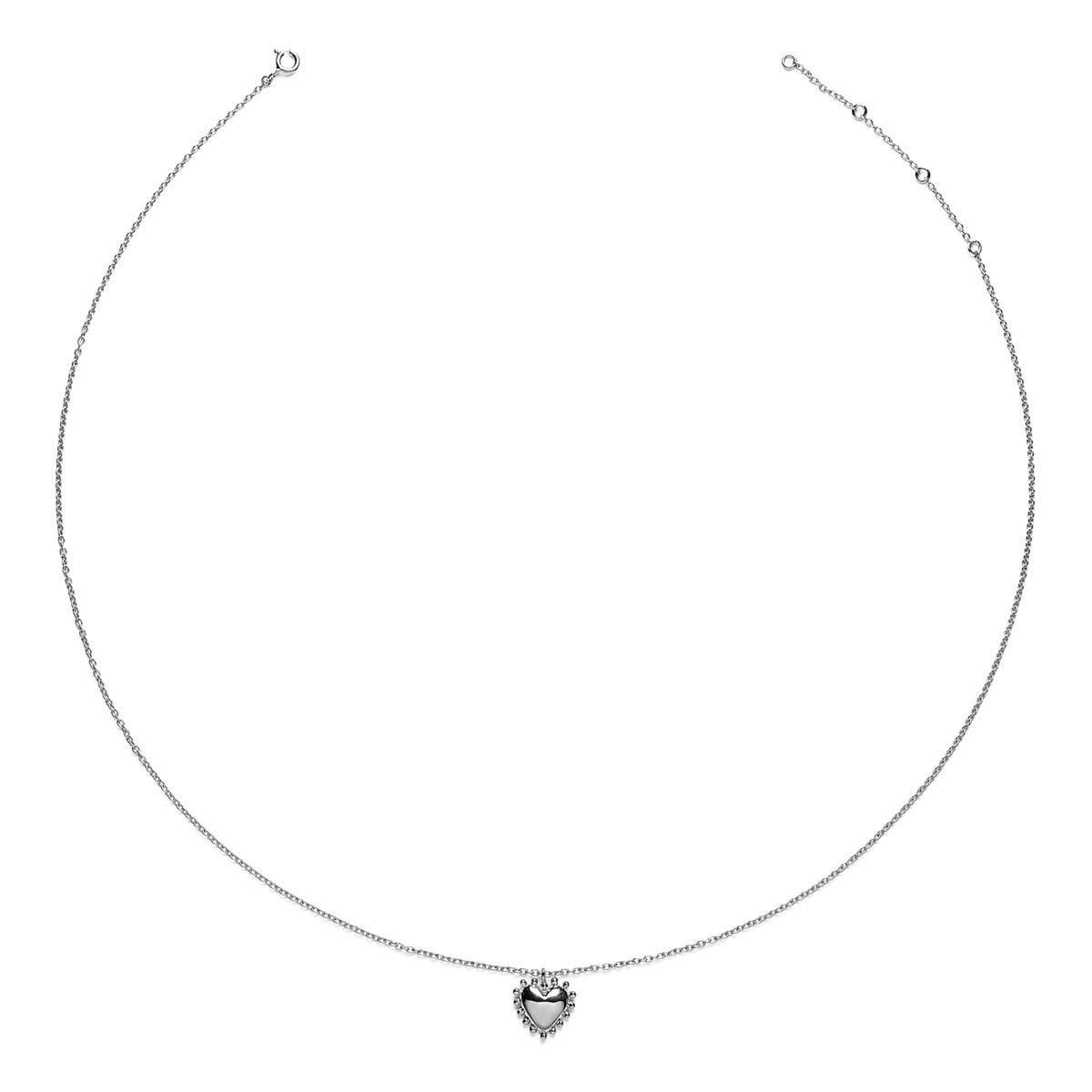 Collier coeur perlé en argent