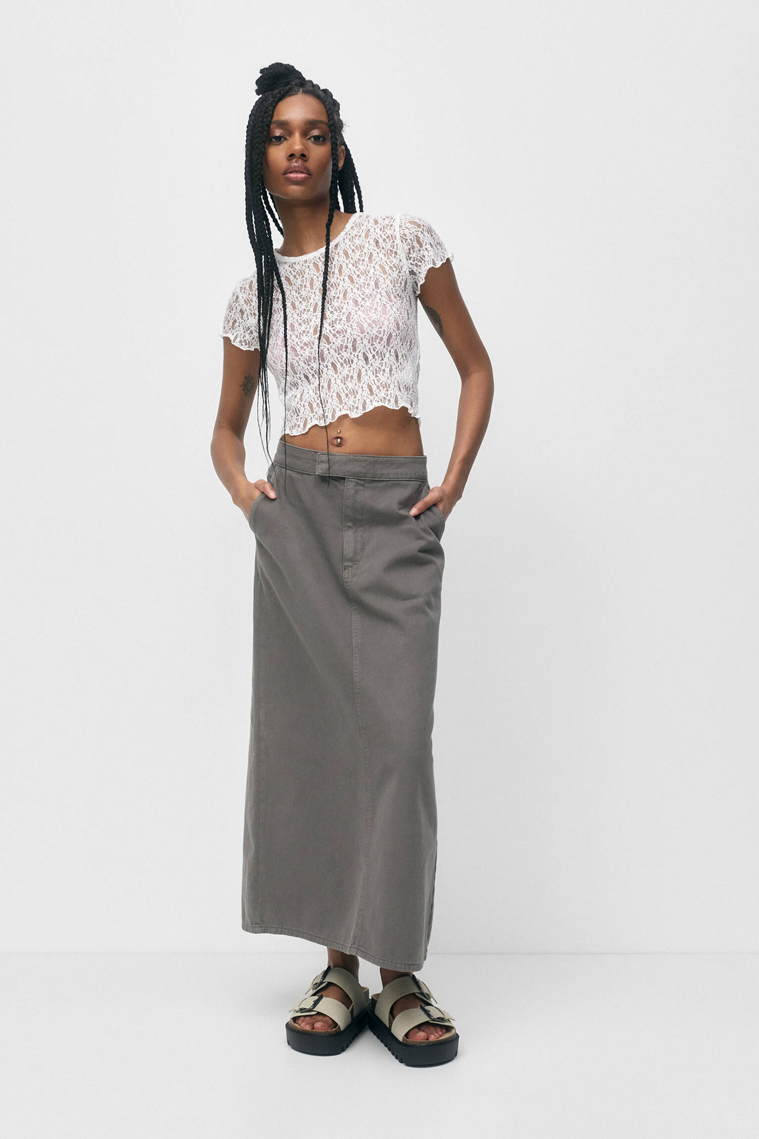 CAMISETA CROPPED DE RENDA - ICE