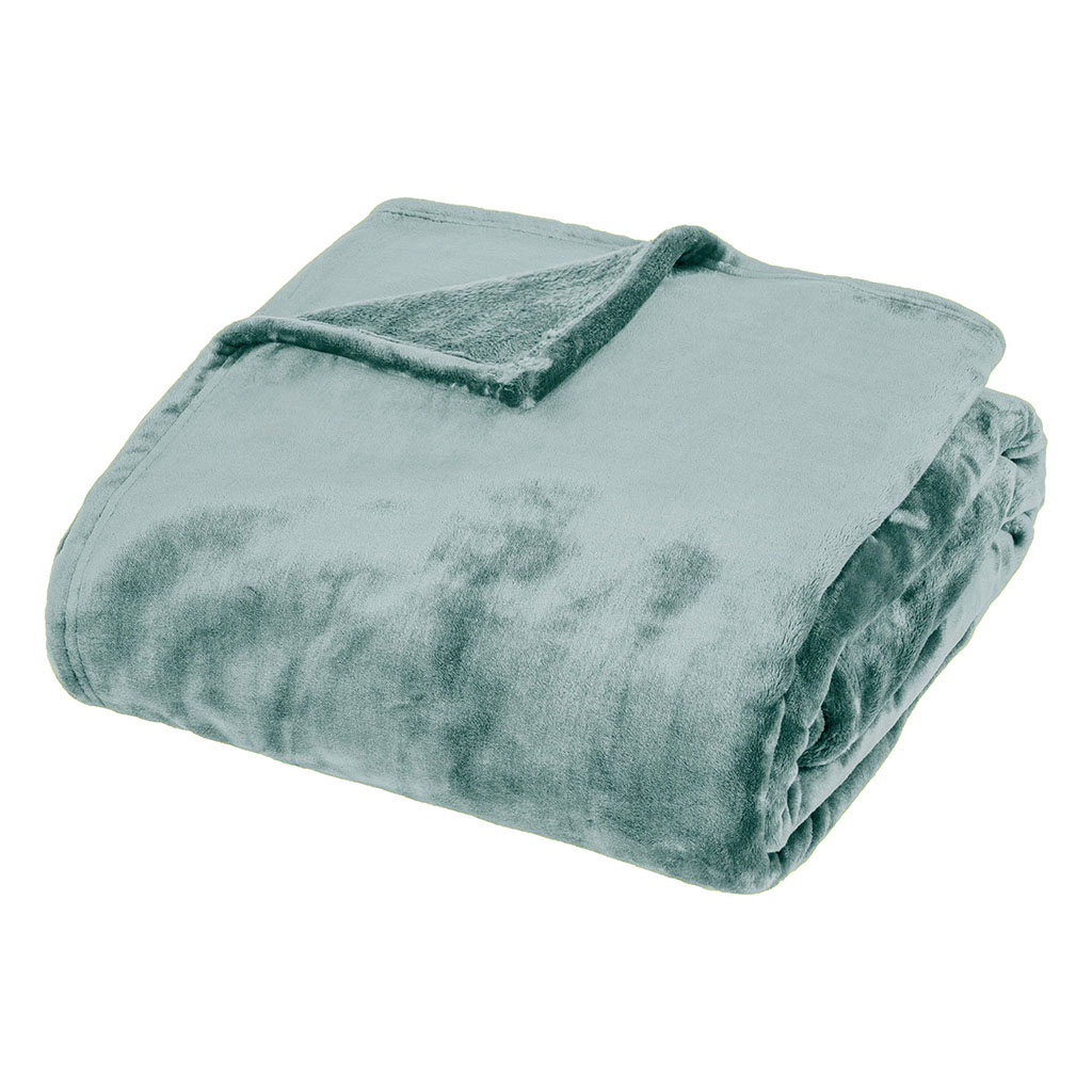 Plaid Cuddly velours bleu givré 180x230cm
