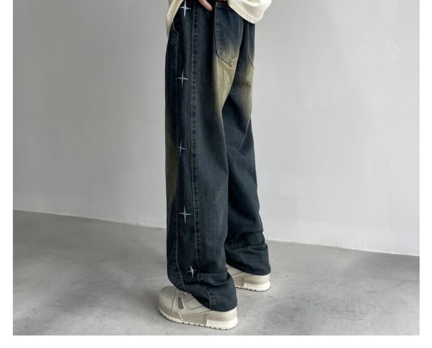 Plummie - Losse jeans met trekkoord en sterrenborduursel
