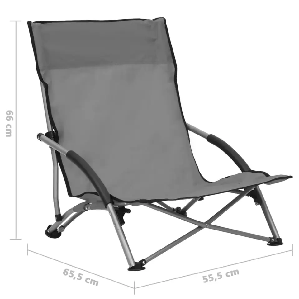 vidaXL - Campingstoel - Grijs - Stof - 2 stuks