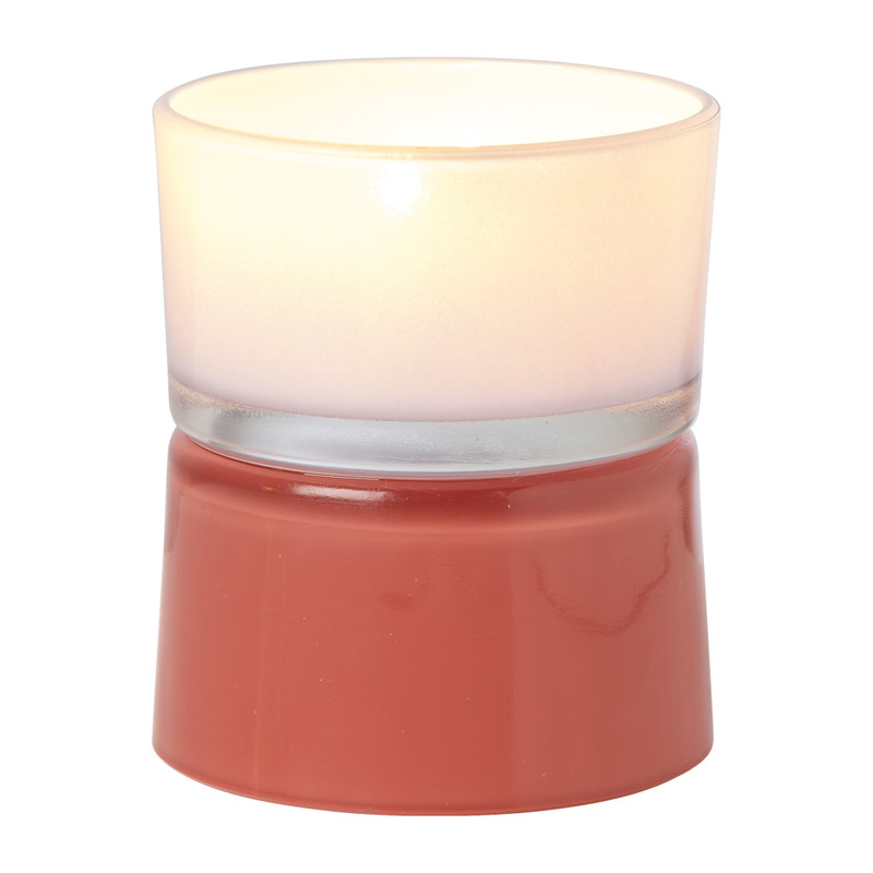 Waxinelichthouder dubbel - rood/lila - ø8.6x10.2 cm
