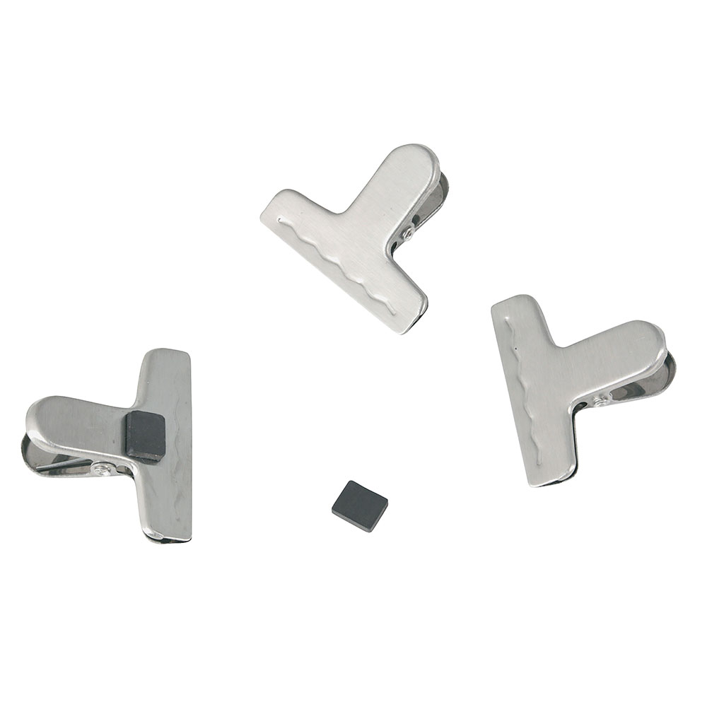 Lot de 3 pinces magnet inox 5x4cm