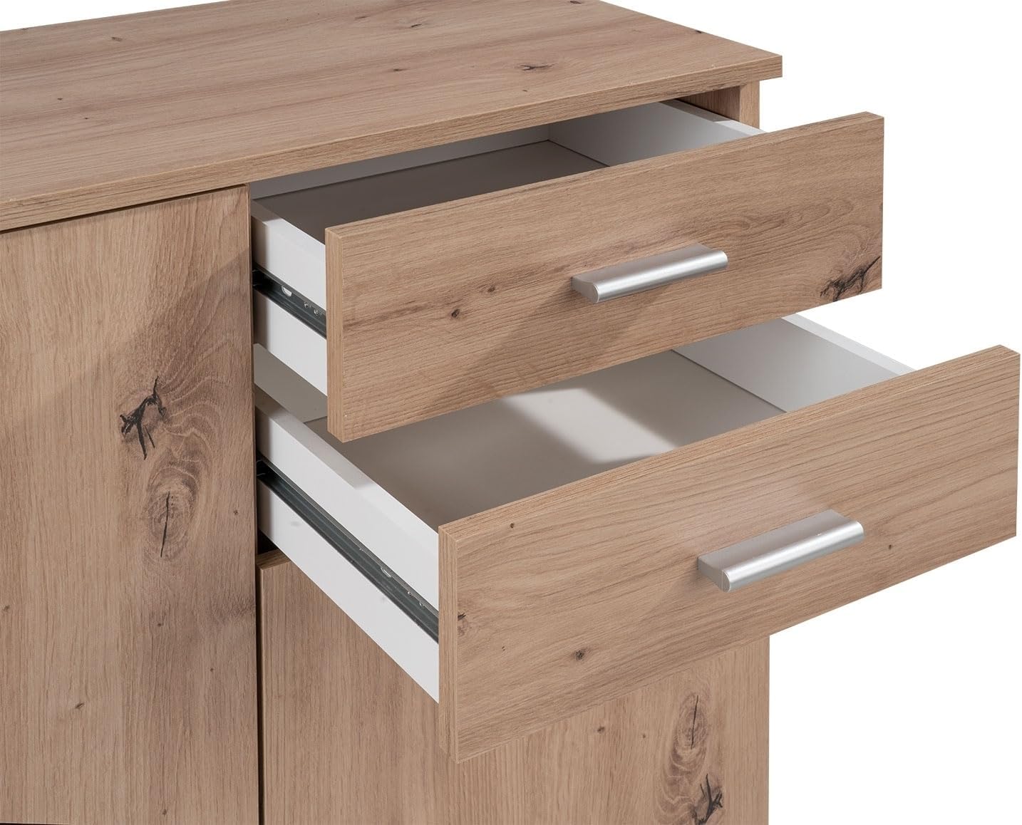 Kommode mit 3 Türen und 2 Schubladen - Artisan Eiche Dekor - 106 cm breit - Sideboard Mehrzweckschrank